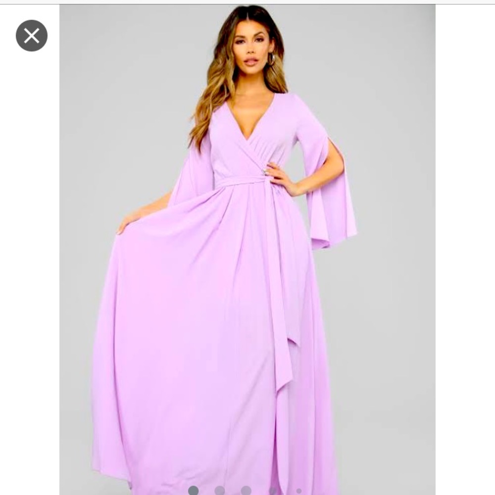Fashion Nova Lilac Maxi Dress XS, extra long